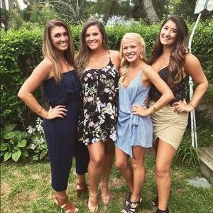 Blue and white romper